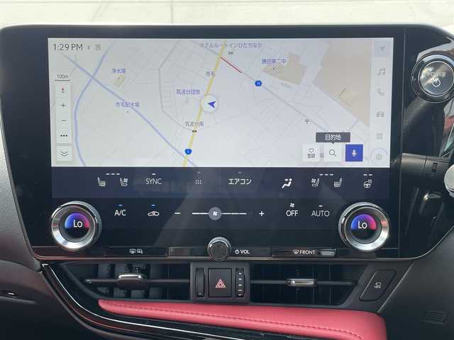 レクサス ＮＸ 350h Fスポーツ 茨城県 2023(令5)年 0.6万km ヒートブルーコントラストレイヤリング 純正14インチメーカーナビ（フルセグTV・AM・FM/BT)/パノラミックビューモニター/レーダークルーズコントロール/ブラインドスポットモニター/レザーシート（赤）/ヘッドアップディスプレイ/メモリー付きパワーシート/シートヒーター/電動リアゲート/ＦＳＰＯＲＴ専用オレンジキャリパー/ビルトインETC/USB入力端子/エンジンスタートボタン/純正20インチアルミホイール/コーナーセンサー(前後）/横滑り防止装置/レーンキープアシスト/カーテンエアバック/オートライト/オートマチックハイビーム
