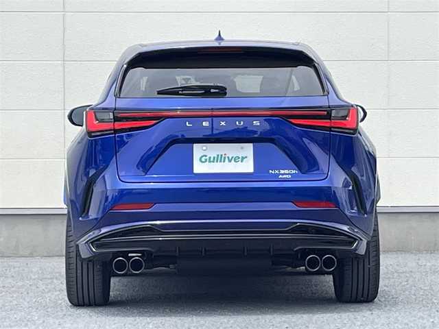 レクサス ＮＸ 350h Fスポーツ 茨城県 2023(令5)年 0.6万km ヒートブルーコントラストレイヤリング 純正14インチメーカーナビ（フルセグTV・AM・FM/BT)/パノラミックビューモニター/レーダークルーズコントロール/ブラインドスポットモニター/レザーシート（赤）/ヘッドアップディスプレイ/メモリー付きパワーシート/シートヒーター/電動リアゲート/ＦＳＰＯＲＴ専用オレンジキャリパー/ビルトインETC/USB入力端子/エンジンスタートボタン/純正20インチアルミホイール/コーナーセンサー(前後）/横滑り防止装置/レーンキープアシスト/カーテンエアバック/オートライト/オートマチックハイビーム