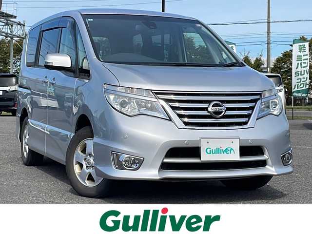 日産 セレナ ハイウェイスター Vセレ+SaftyⅡ 道央・札幌 2016(平28)年 13.3万km ブリリアントシルバー ４WD/純正メーカーOPナビ/AM/FM/DVD/BT/フルセグ/衝突被害軽減ブレーキ/横滑り防止装置/クルーズコントロール/レーンキープアシスト/クリアランスソナー/バックカメラ/サイドカメラ/フロントカメラ/全方位カメラ/アイドリングストップ/ECOMODE/両側パワースライドドア/前席シートヒーター/革巻きステアリング/ステアリングリモコン/プッシュスタート/スマートキー/LEDヘッドライト/オートライト/フォグランプ/電動格納ミラー/ウィンカーミラー/純正フロアマット/純正エンスタ/ドアバイザー