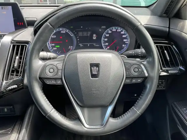 トヨタ クラウン ハイブリッド RS アドバンス 島根県 2018(平30)年 7.2万km ホワイトパールクリスタルシャイン 純正SDナビ/フルセグテレビ/バックカメラ/ETC2.0/ヘッドアップディスプレイ/ブラインドスポットモニター/ステアリングスイッチ/ステアリングヒーター/禁煙車/レーダークルーズコントロール/クリアランスソナー/プリクラッシュセーフティ/リヤクロストラフィックアラート/シートヒーター/エアシート/パドルシフト/LEDライト/オートハイビーム/フォグランプ/スマートキー/ウィンカーミラー/パワーシート運転席/助手席/プッシュスタート/ドアバイザー/純正AW