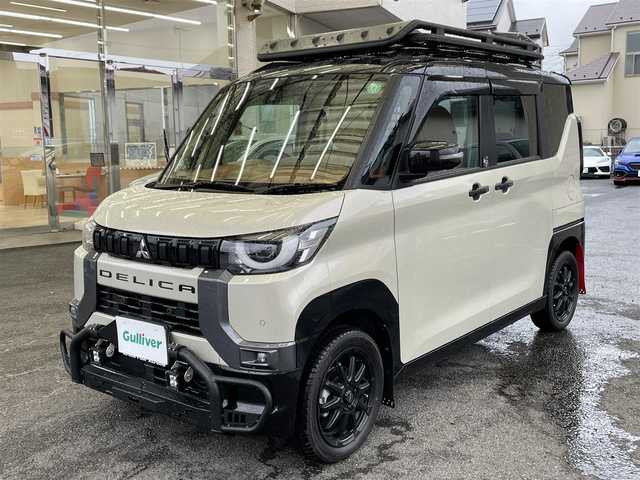 三菱 デリカミニ T プレミアム 神奈川県 2023(令5)年 0.2万km アイボリーⅡ 2インチリフトUP/社外15インチAW/JAOSマッドフラップ/ルーフラック/バンパーガード/MI-PILOT/レーダークルーズコントロール/衝突軽減ブレーキ/LKA/デジタルインナーミラー/社外9インチメモリーナビ・地デジTV/社外CD/DVD/SD/MSV/USB/BT/全方位カメラ/ETC/前後ドライブレコーダー/革調シートカバー/前席シートヒーター/ステアリングヒーター/ヒルディセントコントロール/LEDライト/LEDフォグ/コーナーセンサー/プッシュスタート/スマートキー×2/パドルシフト/保証書・取説あり