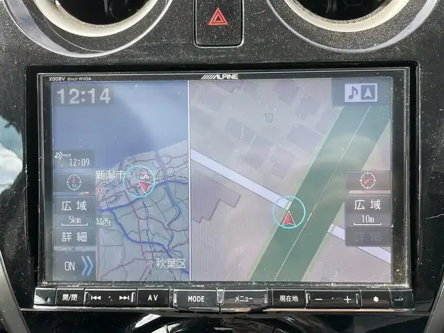 日産 ノート X DIG－S Vセレ +セーフ 新潟県 2015(平27)年 13.1万km スーパーブラック ワンオーナー/ターボ/アルパインナビ/ワンセグテレビ/バックカメラ/アラウンドビューモニター/ウィンカーミラー/ドアバイザー/プッシュスタート/純正フロアマット/スペアキー1個
