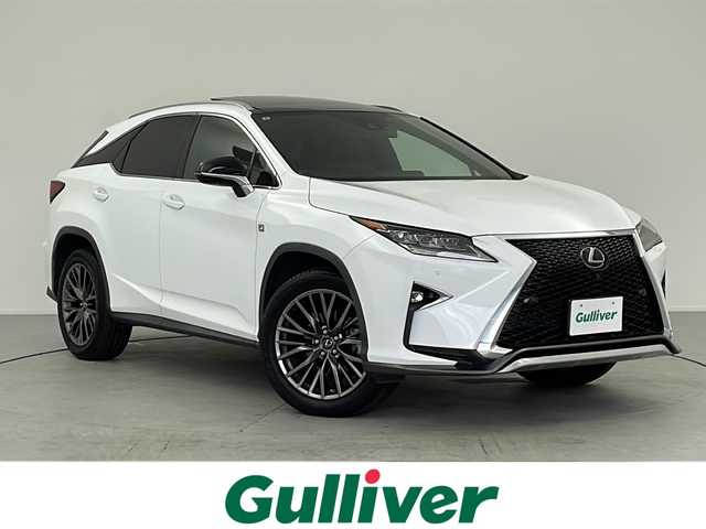 レクサス ＲＸ 300 Fスポーツ 愛知県 2018(平30)年 6.4万km ホワイトノーヴァガラスフレーク 純正ナビ（BT・DVD・CD・TV・AM・FM・USB・AUX）/パノラミックビューモニター/パノラマルーフ/前後ドラレコ/ETC/レーダークルーズコントロール/ヘッドアップディスプレイ/三眼ＬＥＤヘッドライト/LEDオートライト/オートマチックハイビーム/フロントフォグ/パワーバックドア/ブラインドスポットモニター/ルーフレール/コーナーセンサー/前席パワーシート（Ｄ席メモリ付き）/シートヒーター/エアーシート/ステアリングヒーター/赤レザーシート/革巻きステアリング/横滑り防止/レーンアシスト/アイドリングストップ/レクサスセーフティー/ＡＣ１００Ｖ充電/純正ホイール/電格ミラー