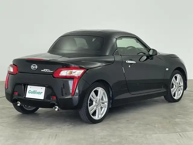 ダイハツ コペン ローブ 大分県 2014(平26)年 7.7万km ブラックマイカメタリック 電動開閉ルーフ/社外メモリナビ/　（SD/メモリ/CD/DVD/TV/FM/AM/BT）/バックカメラ/革巻きステアリング/クロムメッキシフトノブ/エマージェンシーストップシグナル/前席シートヒーター/アイドリングストップ/LEDヘッドライト/フロントフォグランプ/純正AW付サマータイヤ/　（165/50R16）/横滑り防止装置/ダブルエアバック/ABS