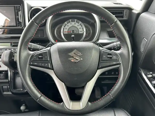 スズキ スペーシア カスタム HYBRID XS ターボ 福岡県 2018(平30)年 2.7万km アクティブイエロー ・ナビ/（BLUETOOTH/バックカメラ/フルセグ/・ETC/・スペアキー/・ドライブレコーダー/・両側パワースライドドア/・純正アルミホイール/・純正フロアマット/・シートヒーター/・レーンキープアシスト/・クルーズコントロール/・プリクラッシュセーフティ/・横滑り防止/・保証書/・取扱説明書