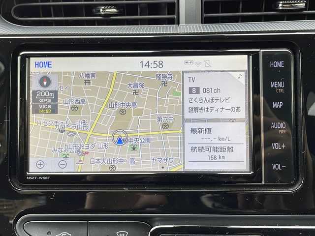 トヨタ アクア 山形県 2019(平31)年 7万km シルバーM ワンオーナー/Toyota Safety Sense /・プリクラッシュセーフティ（レーザーレーダー＋単眼カメラ方式）/・レーンディパーチャーアラート/・オートマチックハイビーム/純正ナビ/CD/DVD/フルセグ/Bluetooth接続/バックカメラ/寒冷地仕様/（ヒーター付ドアミラー・ウインドシールドデアイサー・　　　PTCヒーター)/ハロゲンヘッドライト/純正リモコンエンジンスターター/スマートキー２個/純正フロアマット/社外15インチアルミホイール