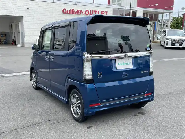ホンダ Ｎ ＢＯＸ 2トーン カスタム SSパッケージ 群馬県 2015(平27)年 3万km プレミアムダイナミックブルーパール 純正ナビ/ワンセグTV・CD・DVD・BT・SD・Ipod・USB/純正フリップダウンモニター/Bカメラ/ETC/両側パワスラ/オートライト/プッシュスタート/ステアリングリモコン/純正アルミホイール/純正フロアマット