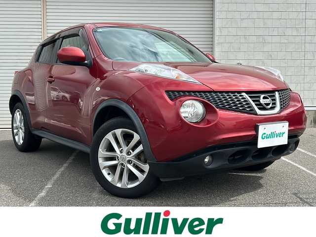 日産 ジューク 15RX Vセレ ドレスアップ 新潟県 2011(平23)年 7万km ラディアントレッド 社外ナビ【フルセグTV/FM・AM/CD/BT】/オートライト/電格ミラー/純正アルミホイール/純正フロアマット/盗難防止/横滑り防止/革巻きステアリング/プッシュスタート/スマートキー