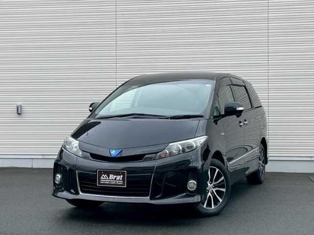 トヨタ エスティマ ハイブリッド アエラス プレミアムエディション 岩手県 2014(平26)年 6万km ブラック AIS検査済み/【2510037629】/純正HDDナビ/ステアリングリモコン/電格ミラー/フォグライト/純正フリップダウン/オートライト/運転席パワーシート/社外フロアマット/ETC