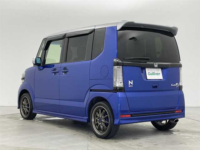 ホンダ Ｎ ＢＯＸ カスタム G ターボSSパッケージ 富山県 2017(平29)年 4.3万km ブリリアントスポーティブルーメタリック2トーン 社外ナビ(AM/FM/CD/DVD/BT/AUX/iPod)/フルセグTV/バックカメラ/クルーズコントロール/衝突軽減ブレーキ/前席シートヒーター/両側パワースライドドア/前後ドライブレコーダー/社外AW/純正フロアマット/LEDヘッドライト/サンシェード/フルフラットシート/ETC/オートライト/パドルシフト/スマートキー/プッシュスタート/取扱説明書/保証書