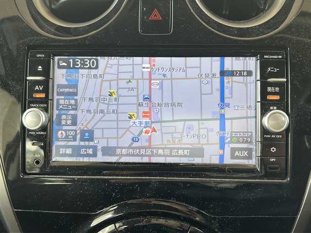 日産 ノート メダリスト X 京都府 2015(平27)年 6.6万km ビートニックゴールド 純正7インチナビ/フルセグTV/Bluetooth Audio/衝突軽減装置/レーンキープアシスト/禁煙車/ハーフレザーシート/ウインカーミラー/アイドリングストップ/ETC/オートライト/純正フロアマット/純正ホイールカバー/リアワイパー/取扱説明書/スマートキースペア