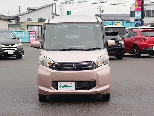 三菱 ｅＫスペース G 山形県 2014(平26)年 4.9万km サクラピンクメタリック メモリナビ/　　【CD DVD BT フルセグ USB】/バックカメラ/両側パワースライドドア/アイドリングストップ/インテリジェントルームミラー/電動格納ミラー/純正フロアマット/ドアバイザ―/スマートキー/スペアキー
