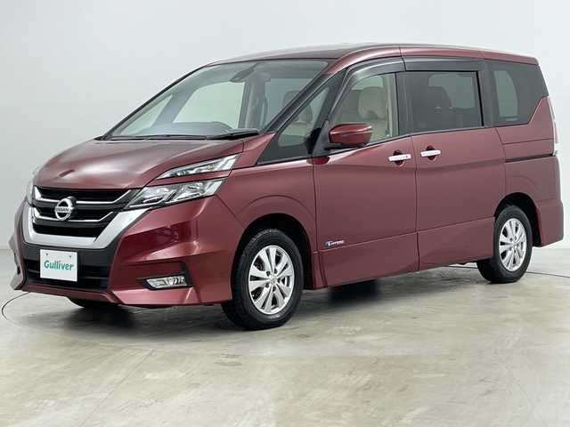 日産 セレナ ハイウェイスター 道央・札幌 2016(平28)年 7万km マルーンレッド ・４WD/・純正ナビ（TV＆CD＆DVD＆BT＆SD）/・全方位モニター/・エマージェンシーブレーキ/・アイドリングストップ/・純正フリップダウンモニター/・クルーズコントロール/・両側パワースライドドア/・ビルトインETC/・オートライト/・ハロゲンヘッドライト/・スマートキー
