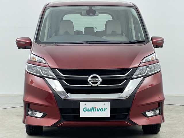 日産 セレナ ハイウェイスター 道央・札幌 2016(平28)年 7万km マルーンレッド ・４WD/・純正ナビ（TV＆CD＆DVD＆BT＆SD）/・全方位モニター/・エマージェンシーブレーキ/・アイドリングストップ/・純正フリップダウンモニター/・クルーズコントロール/・両側パワースライドドア/・ビルトインETC/・オートライト/・ハロゲンヘッドライト/・スマートキー