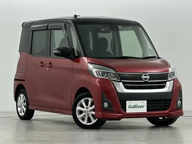 日産 デイズ ルークス ハイウェイスター Xターボ 福島県 2019(令1)年 3万km スパークリングレッド/ブラック 純正SDナビゲーション/型式:MM318D-W/【CD/DVD/Bluetooth/SD/USB/フルセグTV】/・アラウンドビューモニター/・前後ドライブレコーダー/エマージェンシーブレーキ/車線逸脱警報/片側パワースライドドア/LEDヘッドライト/・オートマチックハイビーム/・オートライト/・フロントフォグライト/プッシュスタート/・スマートキー/電動格納ウィンカーミラー/アイドリングストップ/横滑り防止装置/革巻きステアリング/・ステアリングスイッチ/取扱説明書/・保証書/ドアバイザー/純正フロアマット