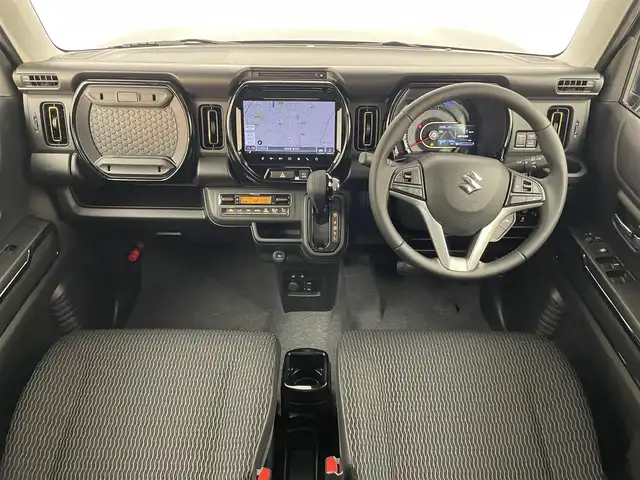 スズキ ハスラー HYBRID X 埼玉県 2025(令7)年 0.1千km ブルーイッシュブラックパール3 登録済未使用車　純正９インチディスプレイオーディオ　全方位モニター　セーフティサポート　レーダークルーズコントロール　シートヒーター　純正アルミホイール　スマートキー　オートハイビーム　ＬＥＤライト