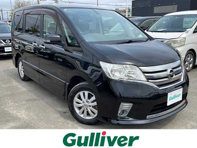 日産 セレナ ハイウェイスター 道東・釧路十勝 2011(平23)年 9.5万km スーパーブラック ４WD/ALPINE HDDナビVIE-X08S/　(CD/DVD/SD/HDD/USB/Bluetooth)/フルセグTV/バックカメラ/クルーズコントロール/ビルトインETC/両側パワースライドドア/プッシュスタート/スマートキー/オートライト/ウォークスルー/革巻きステアリング
