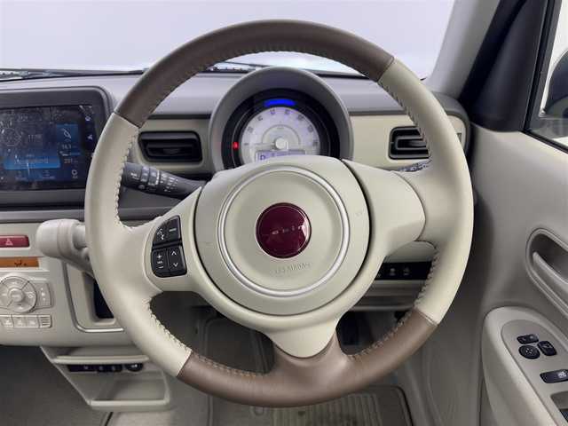 スズキ ラパン ＬＣ L 愛知県 2023(令5)年 0.4万km アーバンブラウンパールメタリック ディスプレイオーディオ　/バックカメラ　/衝突軽減　/レーンアシスト/コーナーセンサー/茶ハーフレザー調シート　/シートヒーター　/タイプＣ　/ＵＳＢ　/ＬＥＤライト/電格ミラー　/革巻ハンドル　/スマートキー　/フロアマット