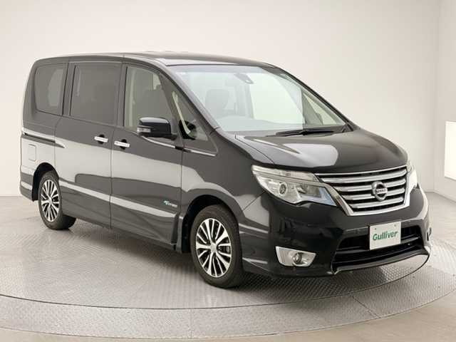 日産 セレナ HWS S HV Vセレ +SeftyⅡ 兵庫県 2015(平27)年 8万km ダイヤモンドブラック サンルーフ/純正SDナビ＆フルセグTV/（CD＆DVD＆MSV＆BT）/アラウンドビューモニター/両側パワースライドドア/ビルトインETC/オートライト/LEDライト/Aストップ/スマーキー/プッシュスタート/コーナーセンサー/Wエアバッグ/純正アルミホイール