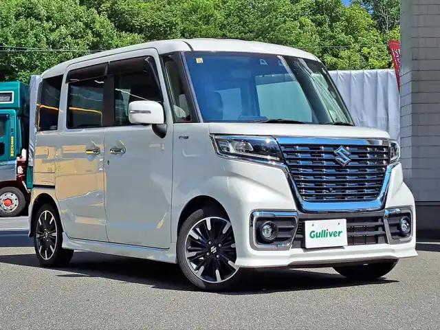 スズキ スペーシア カスタム HYBRID XS 大阪府 2020(令2)年 3.7万km ピュアホワイトP /禁煙車//純正SDナビ【CN-RZ865】//フルTV/DVD/BT/SD/CD/USB//バックカメラ・全方位カメラ//ドラレコ【CA-DRZ3DZA】//USB充電//両側パワースライドドア//スリムサーキュレーター//デュアルカメラブレーキサポート//アダプティブクルーズコントロール//オートハイビーム//レーンキープアシスト//D席パワーシート//ハーフレザーシート//純正15AW//バックソナー