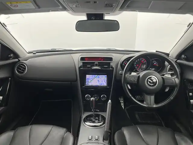マツダ ＲＸ－８ スピリットR 群馬県 2012(平24)年 8万km クリスタルホワイトパールマイカ 社外アルパインHDDナビ/・CD/DVD/MSV/SD/フルセグTV/＝＝＝＝＝/黒本革シート　パワーシート　シートヒーター　　社外アルパインナビ　バックカメラ　　パドルシフト　ビルトインＥＴＣ　キセノンヘッドライト　オートライト　　フォグランプ　　純正１８インチアルミ　禁煙車