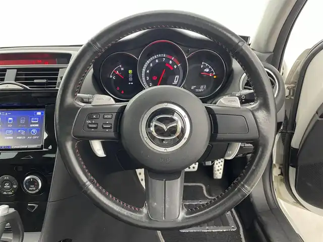 マツダ ＲＸ－８ スピリットR 群馬県 2012(平24)年 8万km クリスタルホワイトパールマイカ 社外アルパインHDDナビ/・CD/DVD/MSV/SD/フルセグTV/＝＝＝＝＝/黒本革シート　パワーシート　シートヒーター　　社外アルパインナビ　バックカメラ　　パドルシフト　ビルトインＥＴＣ　キセノンヘッドライト　オートライト　　フォグランプ　　純正１８インチアルミ　禁煙車