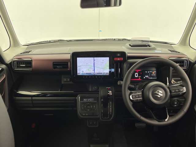 スズキ スペーシア カスタム HYBRID XS 千葉県 2025(令7)年 0.1千km ピュアホワイトパール/ブラック2トーン 届出済未使用車/スズキセーフティサポート/デュアルセンサーブレーキサポート/誤発進抑制機能/車線逸脱抑制機能/車線逸脱警報機能/ふらつき警報機能/先行車発進お知らせ機能/標識認識機能/ハイビームアシスト/アダプティブクルーズ/ヘッドアップディスプレイ/メーカーOP純正ナビ/　Bluetooth/Apple CarPlay/Android Auto/フルセグTV/全方位カメラ/両側パワースライドドア/純正15インチAW/ハーフレザーシート/前席シートヒーター/ステアリングヒーター/オートライト/LEDヘッドライト/フォグランプ/電子パーキング/オートブレーキホールド/リアサーキュレーター/シートバックテーブル/ロールサンシェイド/USB端子/プッシュスタート/スマートキー