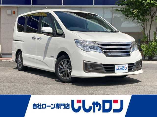 日産 セレナ ライダー Bライン Sハイブリッド 静岡県 2014(平26)年 9.3万km ブリリアントホワイトパール (株)IDOMが運営する【じしゃロン焼津店】の自社ローン専用車両になります。こちらは現金またはオートローンご利用時の価格です。自社ローンご希望の方は別途その旨お申付け下さい /純正ＳＤナビ/(フルセグＴＶ/Ｂｌｕｅｔｏｏｔｈ接続/ＣＤ/ＤＶＤ)/純正後席モニター/両側パワースライドドア/クルーズコントロール/バックカメラ/ＥＴＣ/ＬＥＤヘッドライト/オートライト/プッシュスタート＆スマートキー