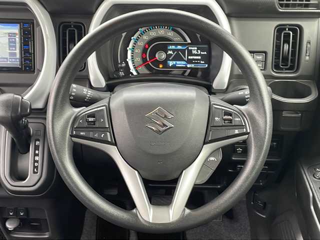 スズキ ハスラー HYBRID G 青森県 2023(令5)年 1.1万km ブルーイッシュブラックパール3 ・4WD/・社外ナビ/・ワンセグTV/・CD/AM/FM/BT/・衝突軽減装置/・横滑り抑制装置/・レーンキープアシスト/・追従型クルーズコントロール/・後方コーナーセンサー/・ダウンヒルアシストコントロール/・グリップコントロール/・前方ドライブレコーダー/・ETC/・D＋N席シートヒーター/・オートマチックハイビーム/・スマートキー/・プッシュスタート/・ドアバイザー/・フロアマット/・スペアキーあり/・保証書、取説