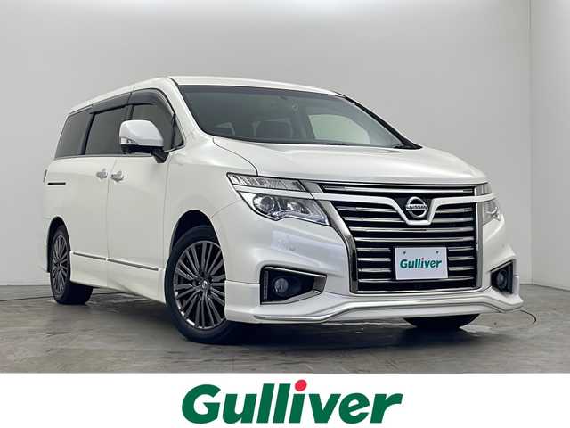 日産 エルグランド 250HWS プレミアム アーバンクロム 秋田県 2018(平30)年 3.7万km ブリリアントホワイトパール 4WD/メーカーOPナビ /TV/Bluetooth/CD/両側パワースライドドア/後席モニター/アラウンドビューモニター/黒革シート/電動リアゲート/前席パワーシート/前席シートヒーター/前後ドライブレコーダー/デジタルインナーミラー/LEDヘッドライト/フォグランプ/前後コーナーセンサー/純正アルミホイール/ドアバイザー/純正フロアマット/エンジンスターター