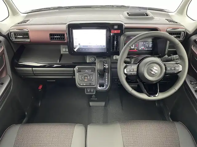 スズキ スペーシア カスタム HYBRID XS 富山県 2025(令7)年 0.1千km ピュアホワイトパール/ブラック2トーン 届出済未使用車/4WD/9インチ純正ナビ/（AM/FM/USB/BT/AppleCarPlay/AndroidAuto）/アラウンドビューモニター/ヘッドアップディスプレイ/デュアルセンサーブレーキサポートII/アダプティブクルーズコントロール/レーンキープアシスト/オートマチックハイビーム/LEDヘッドライト/コーナーセンサー前後/両側パワースライドドア/ハーフレザーシート/前席シートヒーター/ステアリングヒーター/スマートキー×２/プッシュスタート/アイドリングストップ/取扱説明書/保証書