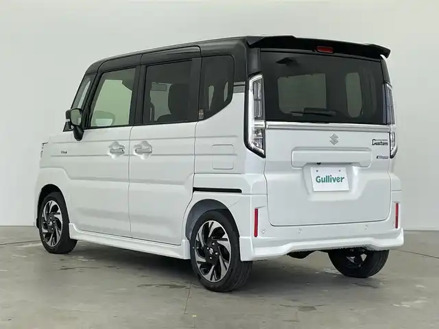 スズキ スペーシア カスタム HYBRID XS 富山県 2025(令7)年 0.1千km ピュアホワイトパール/ブラック2トーン 届出済未使用車/4WD/9インチ純正ナビ/（AM/FM/USB/BT/AppleCarPlay/AndroidAuto）/アラウンドビューモニター/ヘッドアップディスプレイ/デュアルセンサーブレーキサポートII/アダプティブクルーズコントロール/レーンキープアシスト/オートマチックハイビーム/LEDヘッドライト/コーナーセンサー前後/両側パワースライドドア/ハーフレザーシート/前席シートヒーター/ステアリングヒーター/スマートキー×２/プッシュスタート/アイドリングストップ/取扱説明書/保証書