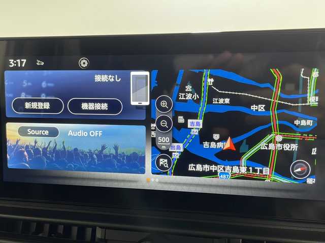 日産 セレナ e－パワー ハイウェイスター V 広島県 2025(令7)年 0.1千km プリズムホワイト 登録済未使用車（6km）/12.3型ニッサンコネクトナビ（AppleCarPlay/AndroidAuto/フルセグTV）/インテリジェントアラウンドビューモニター/インテリジェントルームミラー/プロパイロット/ハンズフリーオートスライドドア/インテリジェントエマージェンシーブレーキ/車線逸脱防止支援/車線逸脱警報/ブラインドスポットモニター/リヤクロストラフィックアラート/踏み間違い衝突防止アシスト/アダプティブLEDヘッドライト/ビルトインETC2.0/純正ドライブレコーダー/ワイヤレス充電/HDMI/USB入力端子