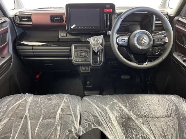 スズキ スペーシア カスタム HYBRID XS 新潟県 2025(令7)年 0.1千km ピュアホワイトパール/ブラック2トーン 4WD/禁煙車/スズキコネクトナビ/（BT/FM/AM/フルセグTV)/全周囲カメラ/ステアリングスイッチ/ステアリングヒーター/ハーフレザーシート/シートヒーター/両側パワースライドドア/ヘッドアップディスプレイ/電格ミラー/ウィンカーミラー/ヘッドライトレベライザー/取扱説明書/保証書/点検記録簿