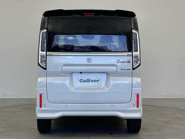 スズキ スペーシア カスタム HYBRID XS 新潟県 2025(令7)年 0.1千km ピュアホワイトパール/ブラック2トーン 4WD/禁煙車/スズキコネクトナビ/（BT/FM/AM/フルセグTV)/全周囲カメラ/ステアリングスイッチ/ステアリングヒーター/ハーフレザーシート/シートヒーター/両側パワースライドドア/ヘッドアップディスプレイ/電格ミラー/ウィンカーミラー/ヘッドライトレベライザー/取扱説明書/保証書/点検記録簿