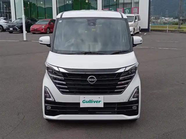 日産 ルークス HWS X プロパイロットED 福井県 2024(令6)年 0.6万km ホワイトパール 純正ディーラーオプションナビ（MJ116D-W）/・（フルセグTV/CD/DVD/Bluetooth/AUX/FM/AM）/プロパイロット/エマージェンシーブレーキ/車線逸脱警報/デジタルインナーミラー/インテリジェントアラウンドビューモニター/両側パワースライドドア/アイドリングストップ/前席シートヒーター/ステアリングヒーター/電動パーキング/オートブレーキホールド/オートLEDライト/フロントフォグランプ/純正14インチAW/純正フロアマット/スマートキー