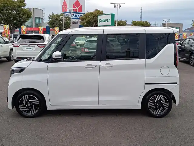 日産 ルークス HWS X プロパイロットED 福井県 2024(令6)年 0.6万km ホワイトパール 純正ディーラーオプションナビ（MJ116D-W）/・（フルセグTV/CD/DVD/Bluetooth/AUX/FM/AM）/プロパイロット/エマージェンシーブレーキ/車線逸脱警報/デジタルインナーミラー/インテリジェントアラウンドビューモニター/両側パワースライドドア/アイドリングストップ/前席シートヒーター/ステアリングヒーター/電動パーキング/オートブレーキホールド/オートLEDライト/フロントフォグランプ/純正14インチAW/純正フロアマット/スマートキー