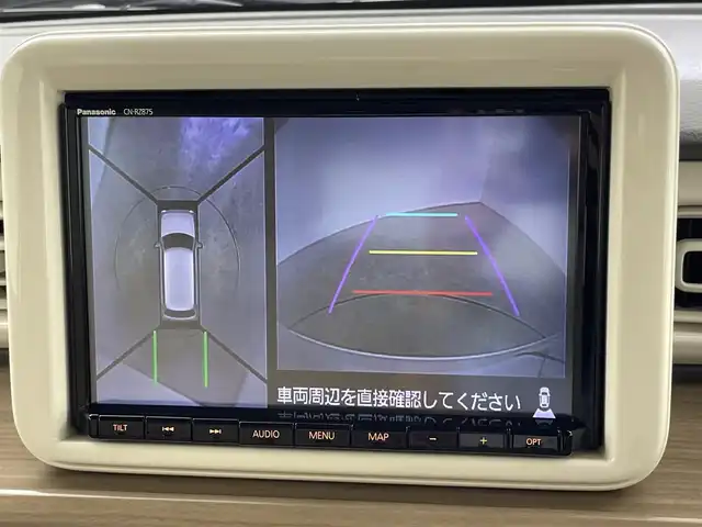 スズキ ラパン モード 千葉県 2022(令4)年 4.3万km ピュアホワイトP 禁煙車/横滑り防止装置/衝突安全ボディ/衝突被害軽減システム/デュアルセンサーブレーキサポート/純正8インチナビ/アラウンドビューモニター/LEDオートライト/シートヒーター/純正14インチアルミホイール/オートエアコン/アイドリングストップ/USBポート/プッシュスタート/スマートキー/ナビSD後送りで詳細確認できず