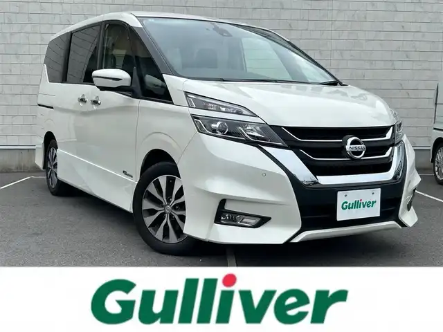 日産 セレナ ハイウェイスター 静岡県 2017(平29)年 6.7万km ブリリアントホワイトパール 純正９型ナビ/（AM/FM/CD/DVD/BT）/フルセグTV/アラウンドビューモニター/バックカメラ /クルーズコントロール/純正フリップダウンモニター/ETC2.0/両側パワースラウドドア/社外ドライブレコーダー/エマージェンシーブレーキ/レーンキープアシスト/横滑り防止装置/スマートキー/プッシュスタート/LEDヘッドライト/純正１６インチアルミホイール/取り扱い説明書/保証書