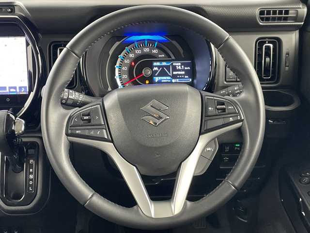 スズキ ハスラー HYBRID X 愛知県 2022(令4)年 2.1万km ブルーイッシュブラックパール3 禁煙車/純正9インチナビ/（CD/DVD/Bluetooth/フルセグTV）/全方位カメラ/スズキセーフティサポート/・衝突軽減ブレーキ/・レーンキープアシスト/・オートマチックハイビーム/・クリアランスソナー/・レーダークルーズコントロール/・誤発進抑制機能/ETC/前後ドライブレコーダー/シートヒーター/純正15インチアルミホイール/純正フロアマット/スマートキー/プッシュスタート