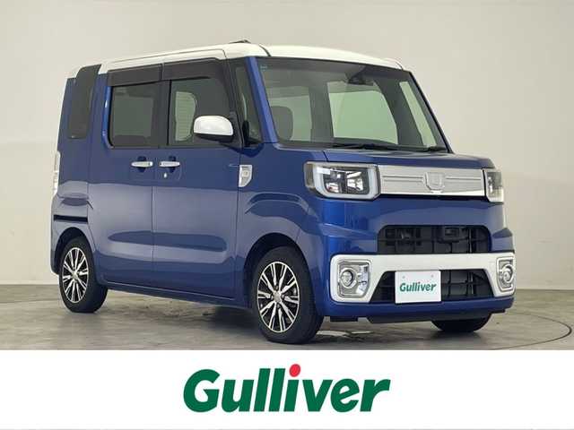 ダイハツ ウェイク G ターボ SA Ⅱ 滋賀県 2017(平29)年 6.2万km パールホワイトⅢ/ブルーマイカメタリック 2トーン 禁煙車/LEDヘッドライト/両側パワースライドドア/前後ドライブレコーダー/社外HDDナビ/CD/DVD/Bluetooth/革巻きステアリング/純正１４AW/スマートアシスト/衝突軽減ブレーキ/横滑り防止/アイドリングストップ/スマートキー/プッシュスタート