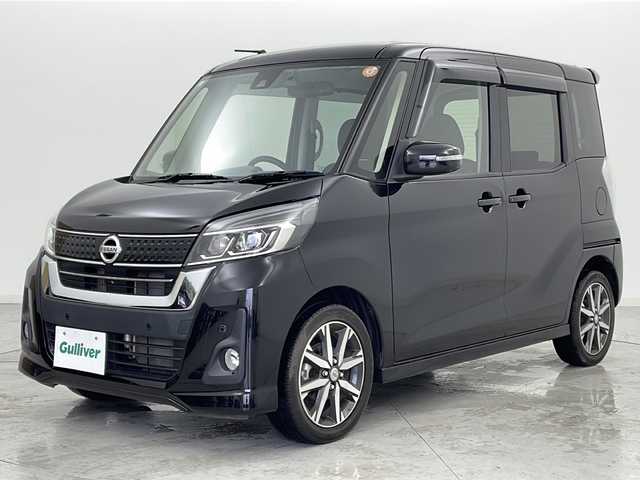 日産 デイズ ルークス ハイウェイスター Gターボ 宮城県 2019(平31)年 4.2万km ブラック エマージェンシーブレーキ/車線逸脱警報/アダプティブヘッドライト/クルーズコントロール/両側パワースライドドア/純正ドライブレコーダー（F）/純正7インチナビ/（BT.AM.FM.CD.DVD.SD.AUX）/地図SD無し/アラウンドビューモニター/フルセグテレビ/革巻きステアリング/ステアリングスイッチ/プッシュスタート/スマートキー/スペアキー/ロールサンシェード/シートバックテーブル/社外フロアマット/純正ドアバイザー/純正15インチアルミホイール/LEDヘッドライト/フォグランプ/横滑り防止機能/アイドリングストップ