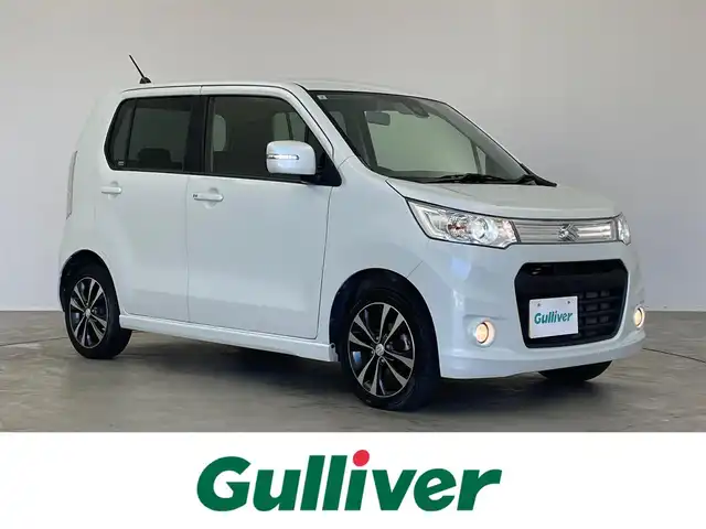 スズキ ワゴンＲ スティングレー T 埼玉県 2013(平25)年 3.8万km パールホワイト 社外ナビ　バックカメラ　ＥＴＣ　衝突被害軽減ブレーキ　ＤＶＤ再生　ステアリングスイッチ　パドルシフト　オートエアコン　純正アルミホイール　プッシュスタート　スマートキー　オートライト　ＨＩＤライト