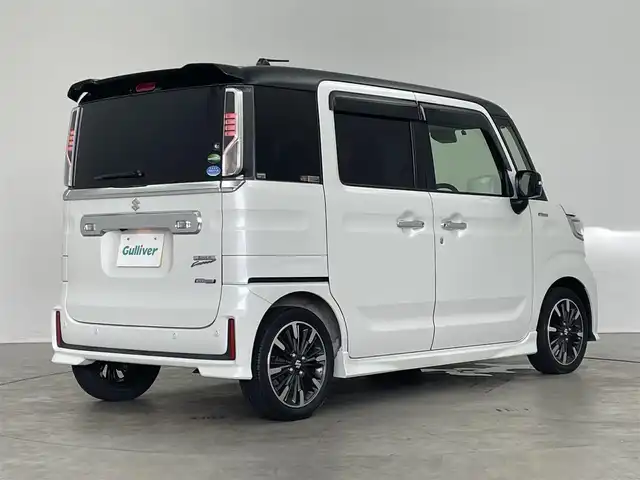 スズキ スペーシア カスタム HYBRID XS 埼玉県 2019(平31)年 2.7万km ピュアホワイトパール/ブラック2トーン 純正7インチナビ/CD DVD フルセグTV Bluetooth/バックカメラ/ステアリングリモコン/衝突軽減ブレーキ/レーンキプアシスト/クリアランスソナー/両側パワースライドドア/ハーフレザーシート/シートヒーター/サーキュレーター/LEDオートライト/スマートキー/ビルトインETC