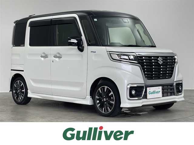 スズキ スペーシア カスタム HYBRID XS 埼玉県 2019(平31)年 2.7万km ピュアホワイトパール/ブラック2トーン 純正7インチナビ/CD DVD フルセグTV Bluetooth/バックカメラ/ステアリングリモコン/衝突軽減ブレーキ/レーンキプアシスト/クリアランスソナー/両側パワースライドドア/ハーフレザーシート/シートヒーター/サーキュレーター/LEDオートライト/スマートキー/ビルトインETC