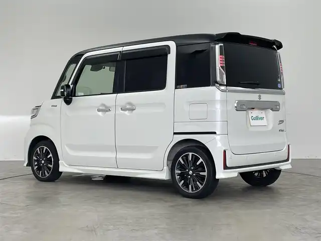 スズキ スペーシア カスタム HYBRID XS 埼玉県 2019(平31)年 2.7万km ピュアホワイトパール/ブラック2トーン 純正7インチナビ/CD DVD フルセグTV Bluetooth/バックカメラ/ステアリングリモコン/衝突軽減ブレーキ/レーンキプアシスト/クリアランスソナー/両側パワースライドドア/ハーフレザーシート/シートヒーター/サーキュレーター/LEDオートライト/スマートキー/ビルトインETC