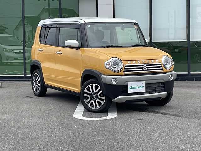 スズキ ハスラー J ターボ 岐阜県 2019(令1)年 0.8万km アクティブイエロー/ホワイト2トーンルーフ 登録時走行距離7480km/社外ＳＤナビ(MDV-D706BTW)/フルセグＴＶ/バックカメラ/ターボ/レーンキープアシスト/プリクラッシュ/シートヒーター/純正アルミホイール(15インチ)/プッシュスタート/スマートキー/前方ドライブレコーダー/Ｂｌｕｅｔｏｏｔｈ接続/パドルシフト/禁煙車/純正フロアマット/キセノンヘッドライト/オートライト/ドアバイザー/CDチェンジャー/ETC/横滑り防止装置/アイドリングストップ/パワーウィンドウ/パワーステアリング/ABS