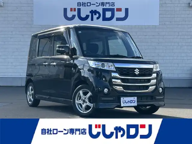 スズキ スペーシア カスタム Z ターボ 道北・旭川 2017(平29)年 3.9万km ブルーイッシュブラックパール3 (株)IDOMが運営する【じしゃロン旭川店】の自社ローン専用車両になります。こちらは現金またはオートローンご利用時の価格です。自社ローンご希望の方は別途その旨お申付け下さい/　/・純正ナビ(CD/DVD/BT/フルセグ)/・アラウンドビューモニター/・ETC/・レーダーブレーキ/・クルーズコントロール/・パドルシフト/・ステアリングリモコン/・片側パワースライドドア/・両席シートヒーター/・ミラーヒーター/・電動格納ウィンカーミラー/・スマートキー2個/・フォグランプ/・積込サマータイヤ 純正AW165/55R15