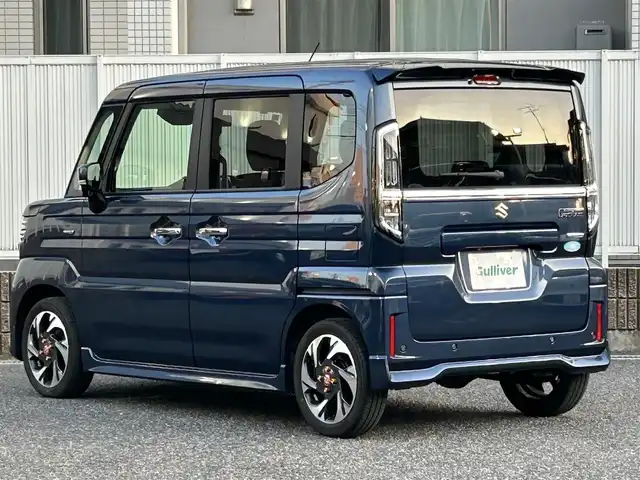 スズキ スペーシア カスタム HYBRID XS ターボ 愛知県 2024(令6)年 1.4万km インディゴブルーメタリック ワンオーナー/社外SDナビ/(FM/AM/USB/iPod/AUX/HDMI/フルセグ)/デュアルセンサーブレーキサポートII/車線維持支援機能/アダプティブクルーズコントローラー/コーナーセンサー/ターボ/4WD/バックカメラ/パドルシフト/両側パワースライドドア/オットマン/ハーフレザーシート/シートヒーター/ステアリングヒーター/LEDヘッドライト/フォグランプ/純正AW15インチ/アイドリングストップ/プッシュスタート/スマートキー・スペアキー1本/ステアリングリモコン/ハンズフリー/ABS/保証書