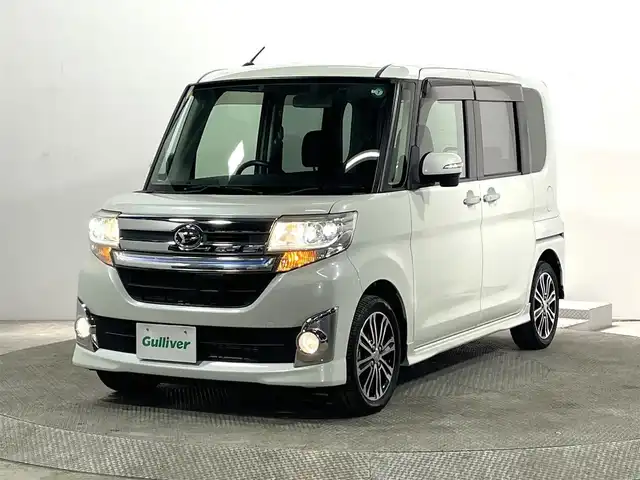 ダイハツ タント カスタム RS スマセレSA&SN 大阪府 2014(平26)年 2.7万km パールホワイトⅢ 純正ナビ(フルセグ/DVD再生/Bluetooth) バックカメラ ETC 衝突軽減 アイドリングストップ 両側パワースライドドア オートライト スマートキー プッシュスタート オートエアコン